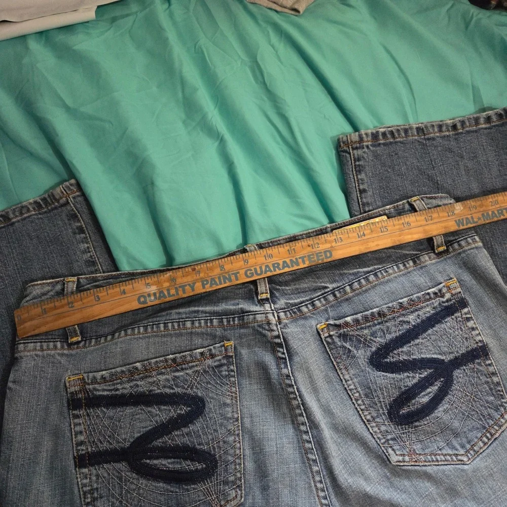 Seven7 Premium Denim Medium Wash Straight Leg Jeans Embroidered Pockets Mens 36